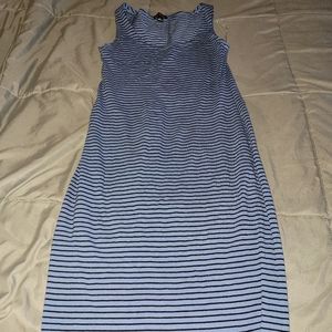 Ladies sun dress, size large, blue with stripes.